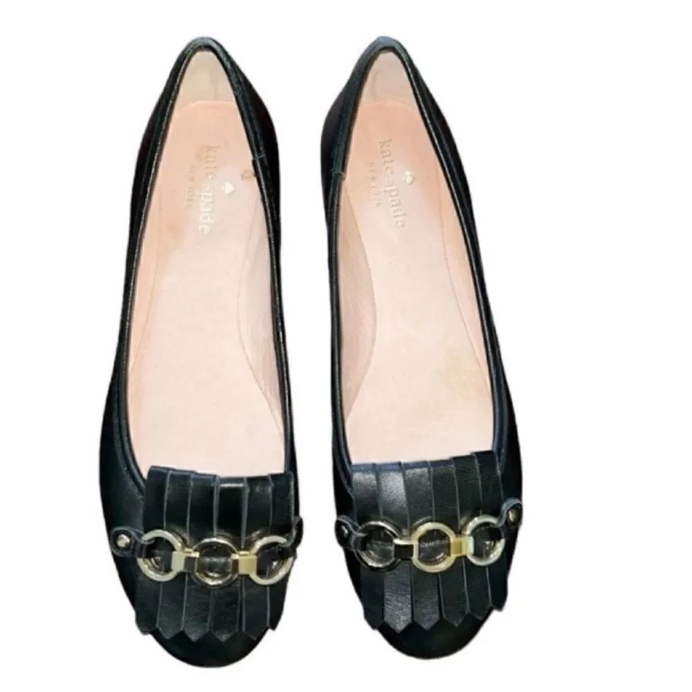 Kate Spade Black Leather Flat Slip on Shoes(Size 8M)